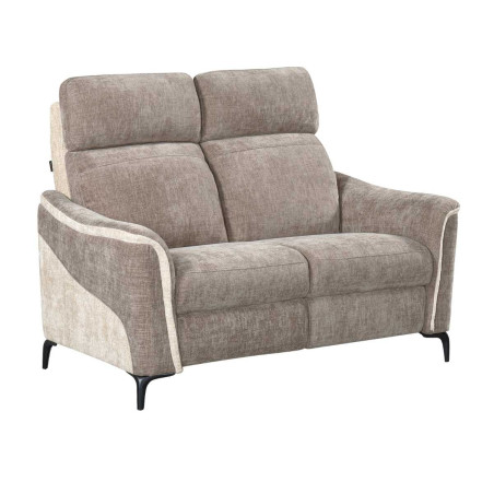 Canapé 2 places fixe tissu maillé ultra doux bicolore moka et beige - SOLLYSOR