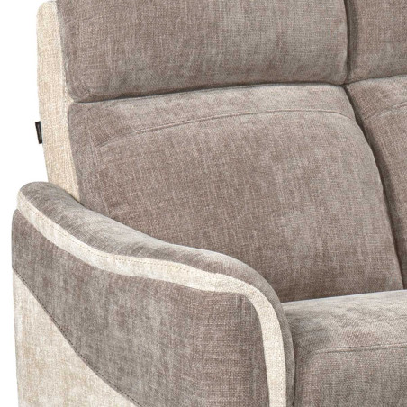Canapé 2 places fixe tissu maillé ultra doux bicolore moka et beige - SOLLYSOR