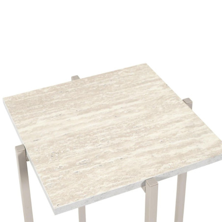 Sellettes gigogne plateaux aspect pierre métal laqué beige - BRIGS