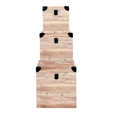 Lot de 3 Malles Cubes Aspect Bois Rosé - SAMIO