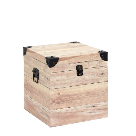 Lot de 3 Malles Cubes Aspect Bois Rosé - SAMIO
