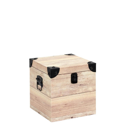 Lot de 3 Malles Cubes Aspect Bois Rosé - SAMIO
