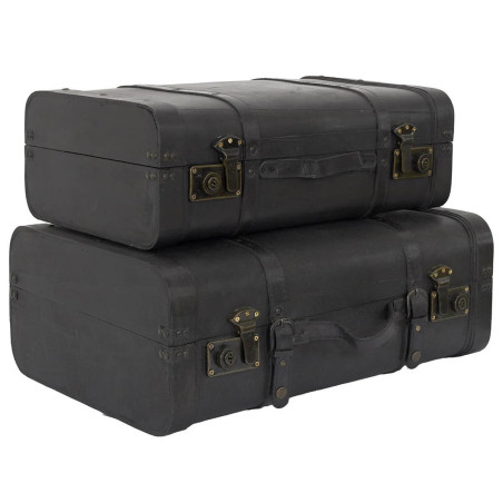 Lot de 2 Malles de Rangement Vintage Simili Cuir - CURIO