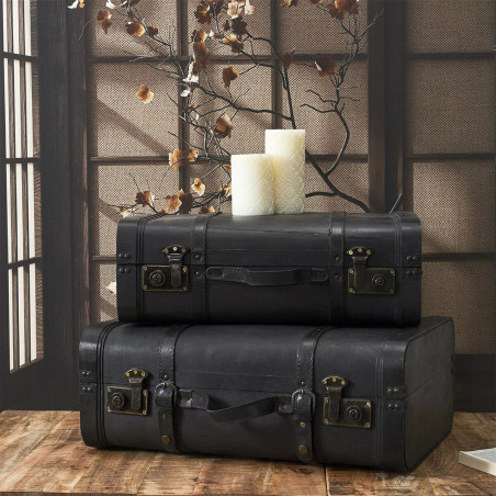 Lot de 2 Malles de Rangement Vintage Simili Cuir - CURIO