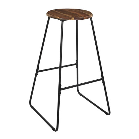 Tabouret de bar métal noir et assise acacia - LUCIAN