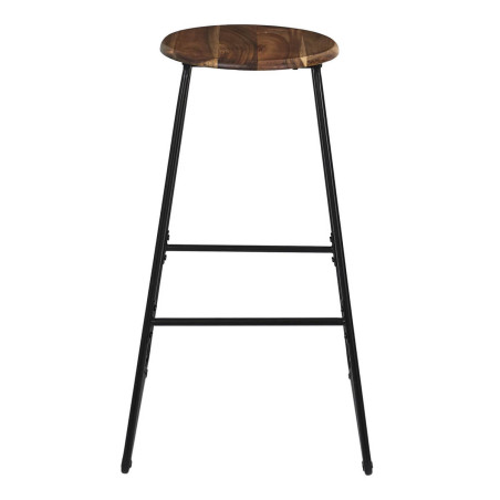 Tabouret de bar métal noir et assise acacia - LUCIAN