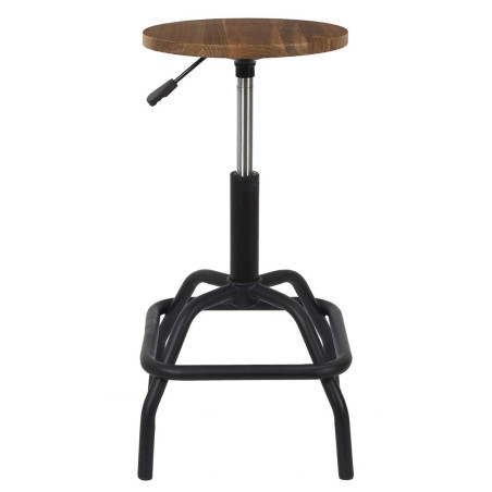 Tabouret réglable vintage en bois d’orme et métal - VETAURAN