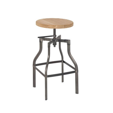 Tabouret de bar pieds métal et assise bois - SILEN