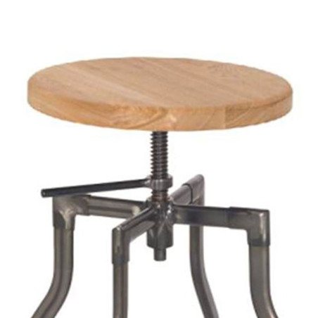 Tabouret de bar pieds métal et assise bois - SILEN
