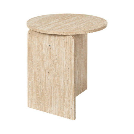 Table d'appoint Ø45cm aspect travertin en MDF - TRIVAN
