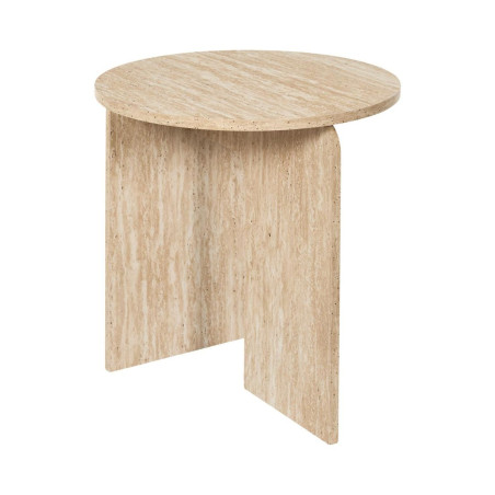 Table d'appoint Ø45cm aspect travertin en MDF - TRIVAN