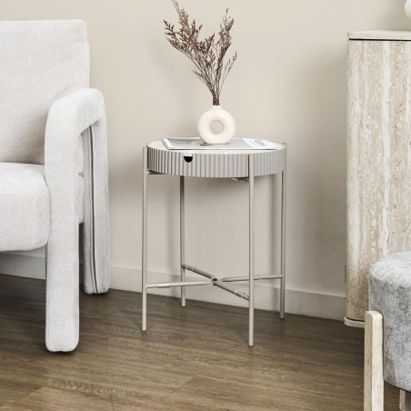 Table d'appoint plateau amovible aspect pierre beige - BRIGS