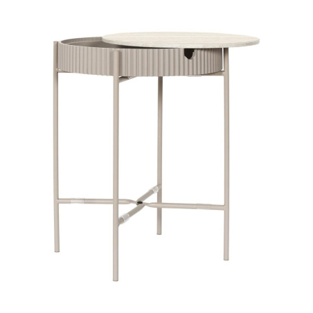 Table d'appoint plateau amovible aspect pierre beige - BRIGS