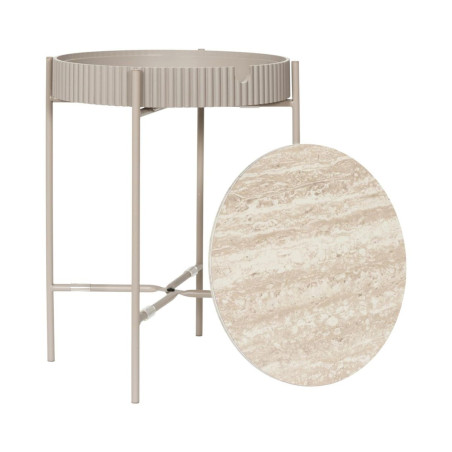 Table d'appoint plateau amovible aspect pierre beige - BRIGS
