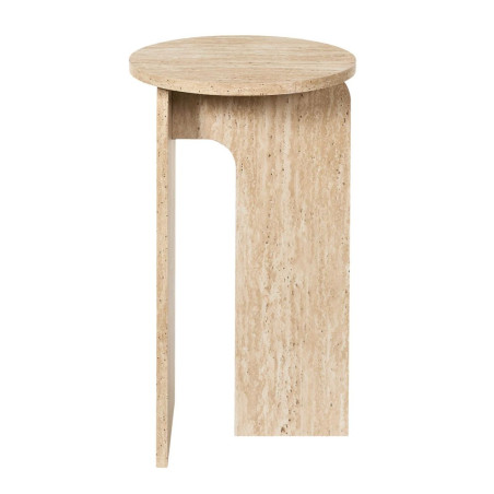 Table d'appoint Ø30cm aspect travertin en MDF - TRIVAN