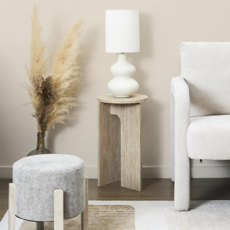 Table d'appoint Ø30cm aspect travertin en MDF - TRIVAN