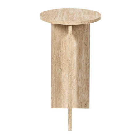 Table d'appoint Ø30cm aspect travertin en MDF - TRIVAN