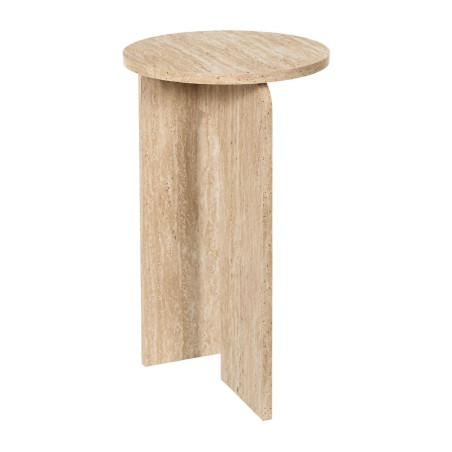 Table d'appoint Ø30cm aspect travertin en MDF - TRIVAN