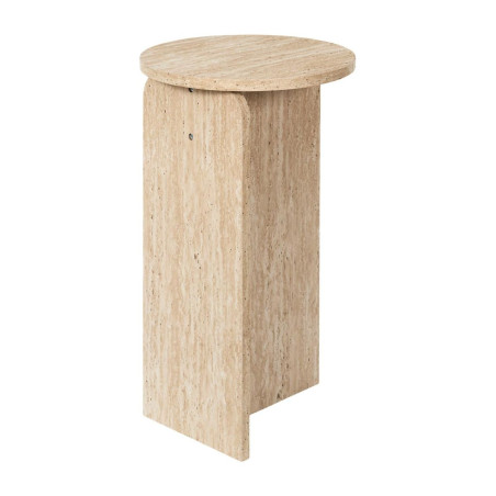 Table d'appoint Ø30cm aspect travertin en MDF - TRIVAN