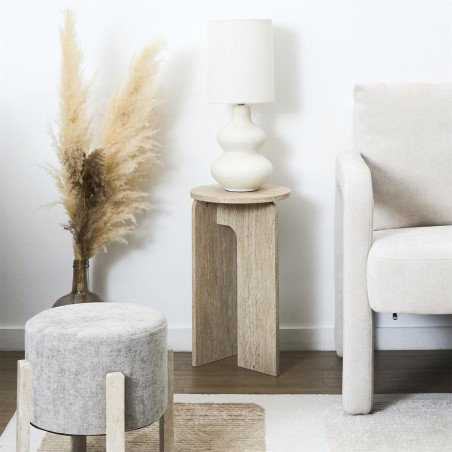 Table d'appoint Ø30cm aspect travertin en MDF - TRIVAN