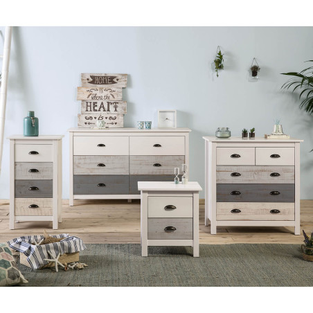 Chiffonnier 4 tiroirs bois aspect vieilli - ROSALIO