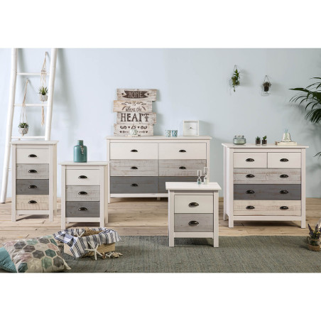 Chiffonnier 4 tiroirs bois aspect vieilli - ROSALIO