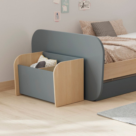 Coffre à jouet en pin massif naturel et MDF laqué vert kaki - KAINEN