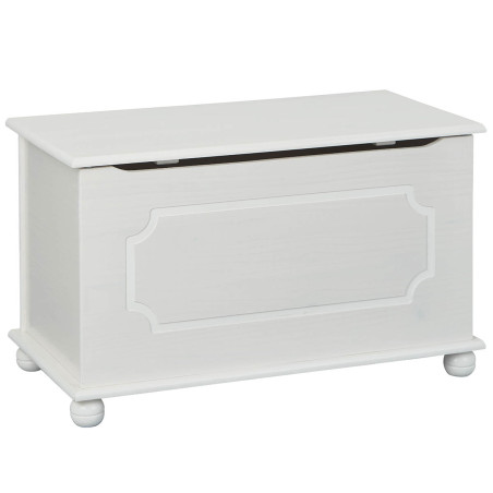 Coffre à jouets en bois massif vernis blanc - KALEN