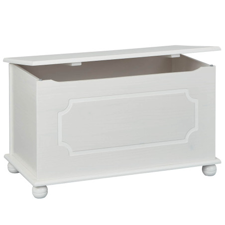 Coffre à jouets en bois massif vernis blanc - KALEN