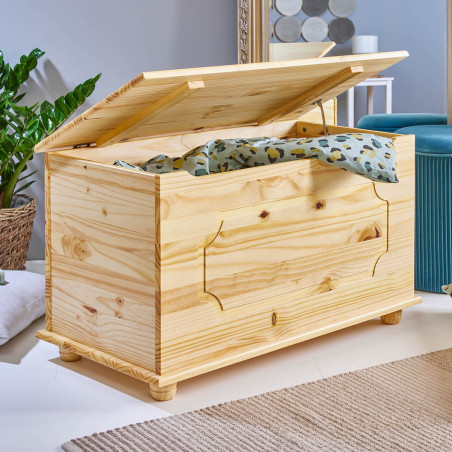 Coffre à jouets en bois massif naturel - KALEN