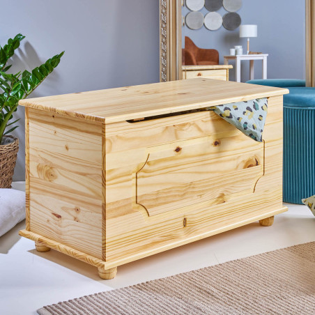 Coffre à jouets en bois massif naturel - KALEN