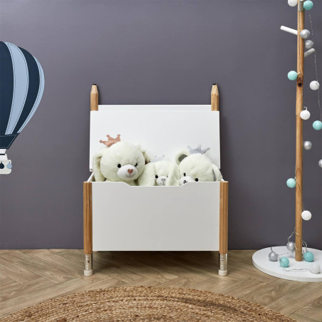 Coffre de Rangement et Assise Blanc Enfant Base Crayons - LAPIO