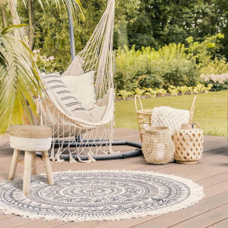 Lot de 2 Tabourets Tressés Naturel et Beige - ESTIO