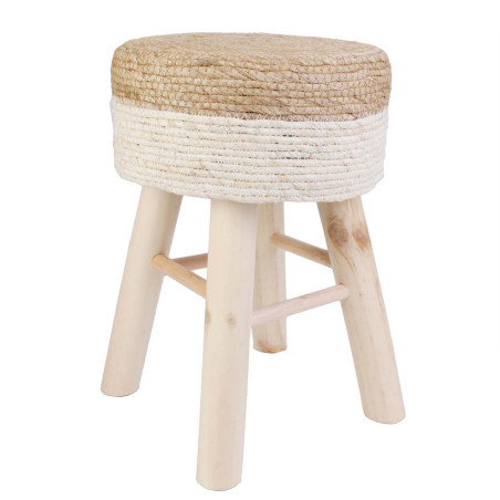 Lot de 2 Tabourets Tressés Naturel et Beige - ESTIO
