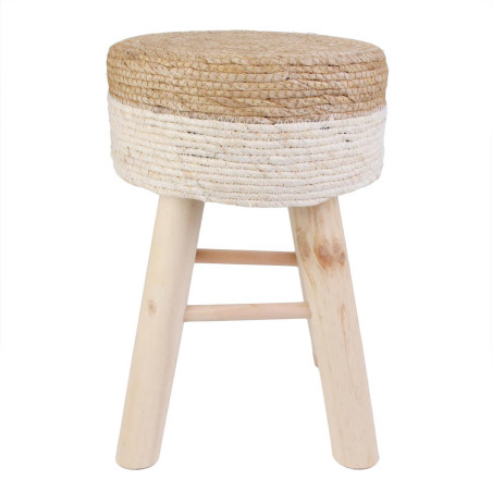 Lot de 2 Tabourets Tressés Naturel et Beige - ESTIO