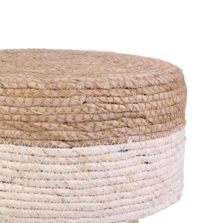 Lot de 2 Tabourets Tressés Naturel et Beige - ESTIO