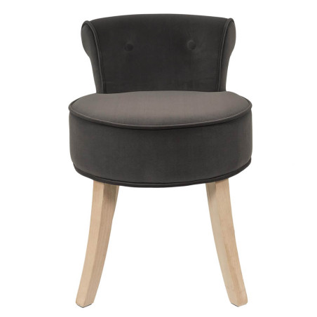Tabouret avec dossier capitonné velours anthracite - NORIO