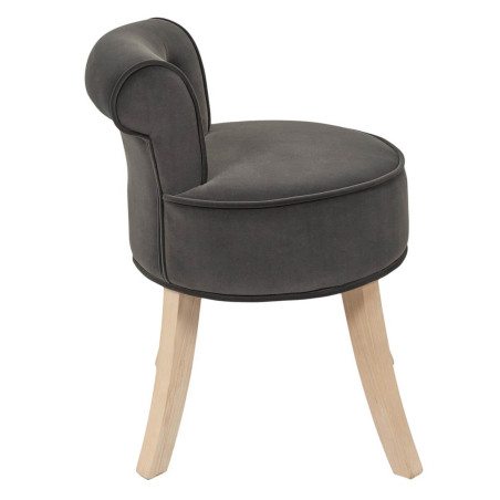 Tabouret avec dossier capitonné velours anthracite - NORIO