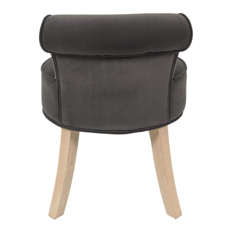 Tabouret avec dossier capitonné velours anthracite - NORIO