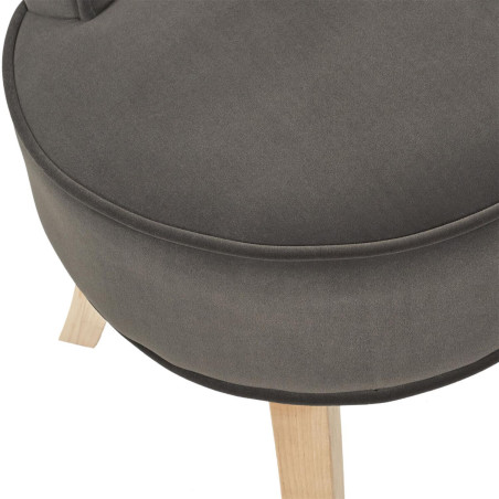 Tabouret avec dossier capitonné velours anthracite - NORIO
