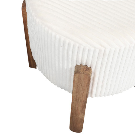 Lot de 2 tabourets en velours côtelé crème pieds acacia - AMORA