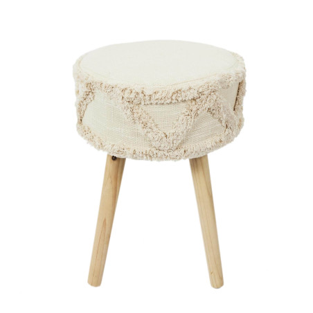 Tabouret scandinave beige motifs imitation fourrure - SKULO