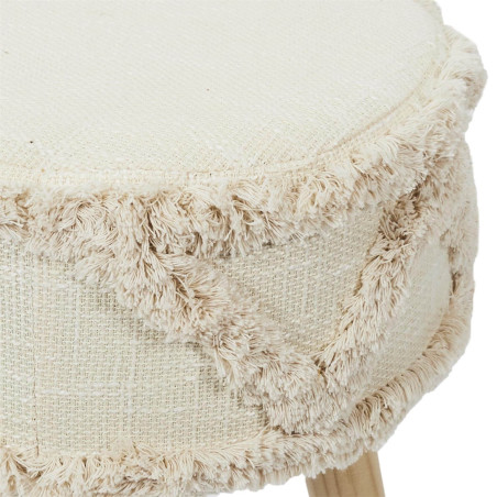Tabouret scandinave beige motifs imitation fourrure - SKULO
