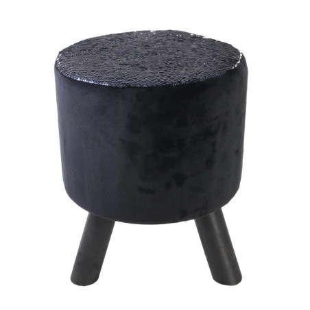 Tabouret noir rond avec sequins bleus et argentés - FAVOR