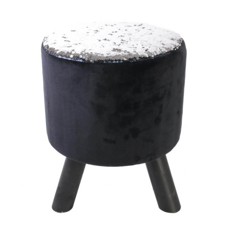 Tabouret noir rond avec sequins bleus et argentés - FAVOR