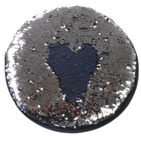 Tabouret noir rond avec sequins bleus et argentés - FAVOR