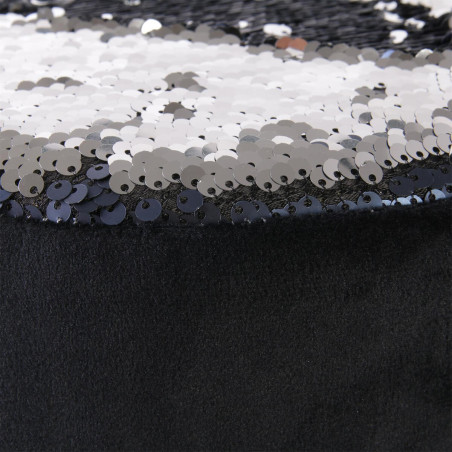 Tabouret noir rond avec sequins bleus et argentés - FAVOR