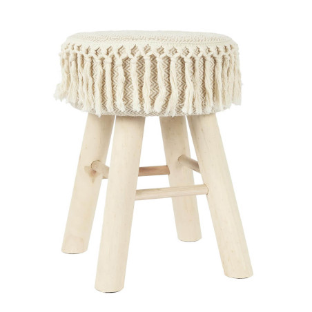 Lot de 2 tabourets assise décorative en tissu pieds en pin naturel - ORAILA