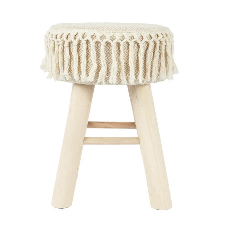 Lot de 2 tabourets assise décorative en tissu pieds en pin naturel - ORAILA