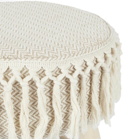 Lot de 2 tabourets assise décorative en tissu pieds en pin naturel - ORAILA
